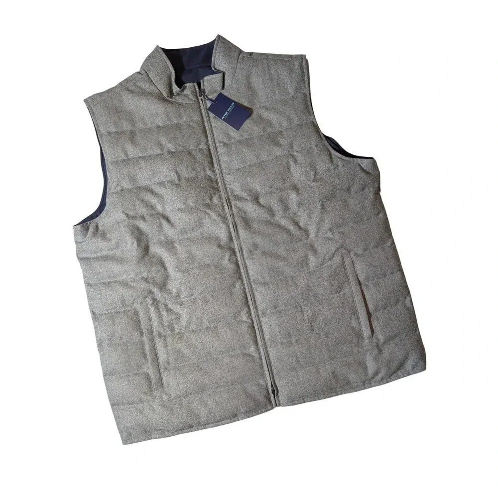 Peter Millar Crown Gray Wool Nylon Quilted Puffer Vest Jacket Sz XL NWT $595 - Picture 7 of 8